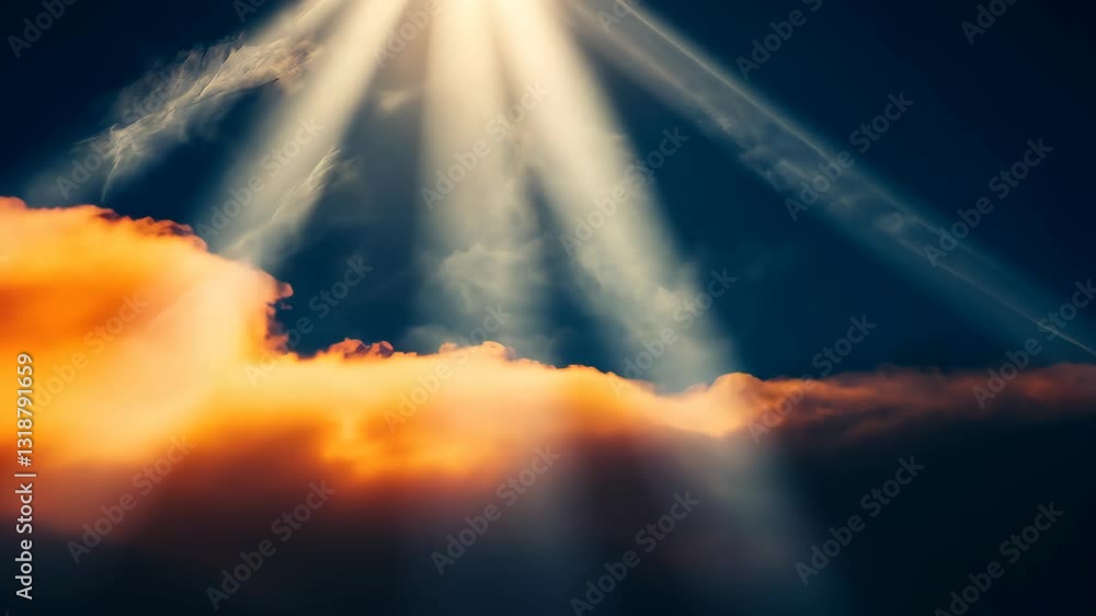 Poster creation of light digital painting representing genesis with abstract sky and dynamic lighting effec