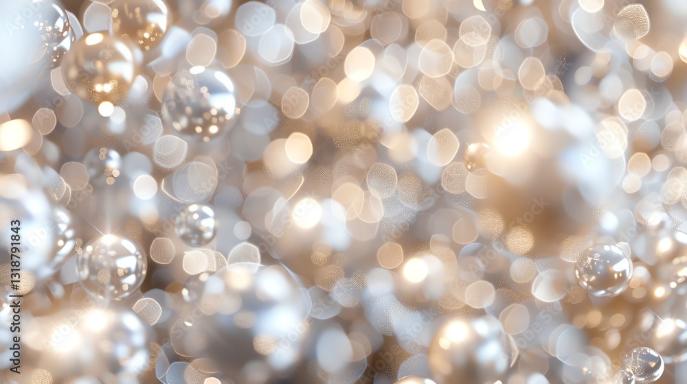 Canvas Prints abstract background of blurred and out-of-focus white and gold spheres.