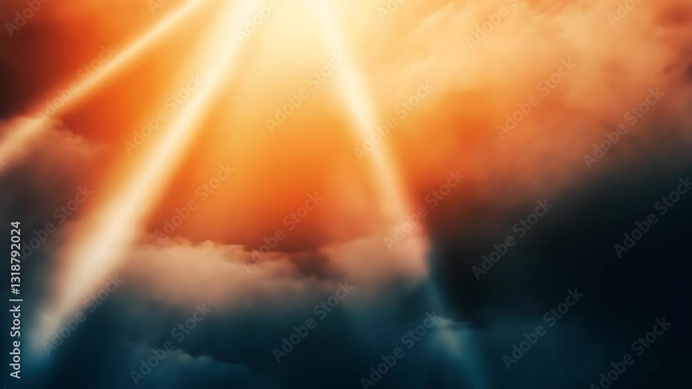 Poster creation of light digital painting representing genesis with abstract sky and dynamic lighting effec
