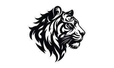 silhouette tiger face and head tittle, Tiger Face and Head Silhouette Vector, silhouette tiger 