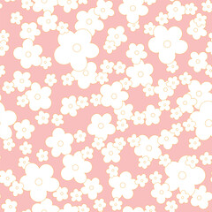 Cute botanical vector seamless pattern. Cartoon tiny flowers, ditsy background. Abstract simple floral illustration. Fun and joyful allover print for fabric, kids clothes, paper, package