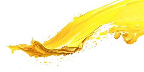 Fototapeta premium A yellow paint splatter on a white background