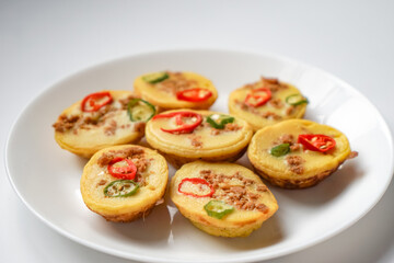 Traditional Malay cake known as Kuih Cara Berlauk.