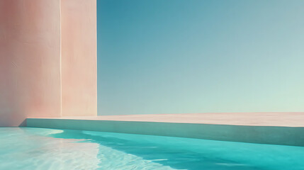 Refreshing pool scene modern architecture minimalist design serene environment wide angle view tranquil concept