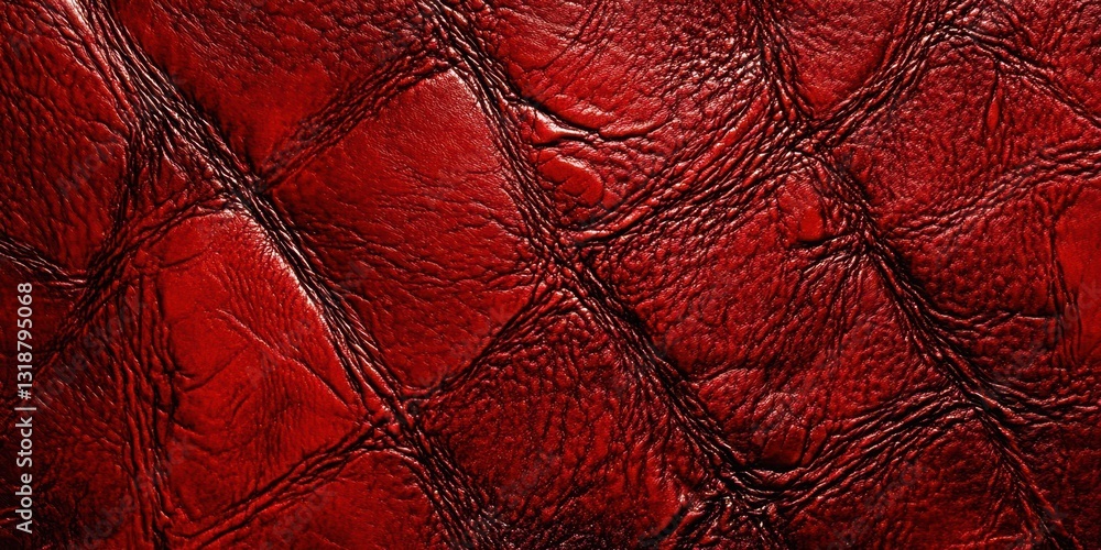 Poster a close up of a red leather surface with a pattern of squares