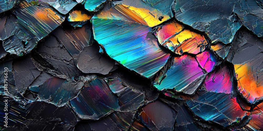 Poster a colorful, abstract image of a broken cd