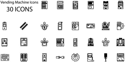 Set of Vending Machine icons. Line art style icons bundle. vector illustration