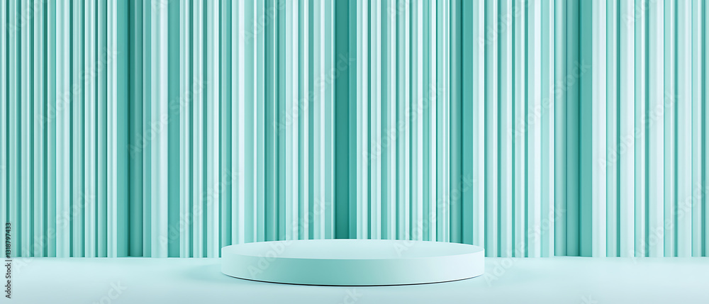 Poster creative display stage in modern aqua room minimalist design indoor setting abstract concepts for vi