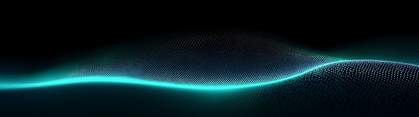 Black dark blue green teal mint turquoise abstract modern background. Noise grain mesh. Light glow neon metal metallic effect. Line wave. Technology science concept