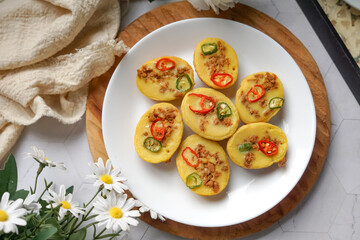 Traditional Malay cake known as Kuih Cara Berlauk.