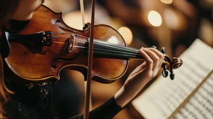 Fototapeta premium Violinist playing in concert