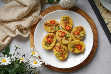 Traditional Malay cake known as Kuih Cara Berlauk.