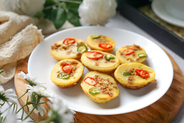 Traditional Malay cake known as Kuih Cara Berlauk.