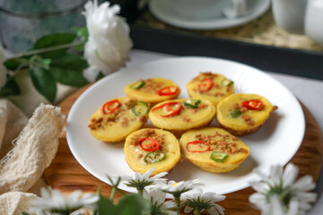 Traditional Malay cake known as Kuih Cara Berlauk.