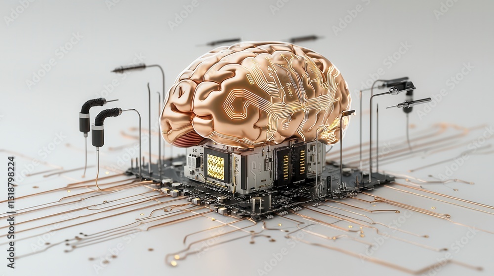 Poster visionary ai human fusion depicting technological advancements in neuroscience and cognitive computi