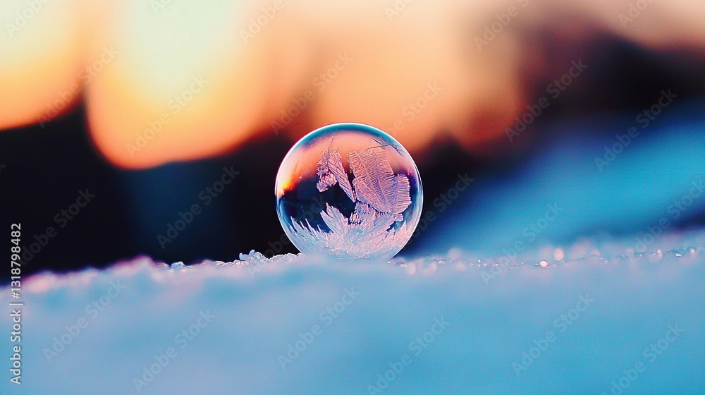 Wall mural a high-resolution close-up of a water droplet on a clear surface against a softly blurred backdrop o
