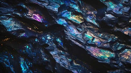 A blue and purple rock with a rainbow pattern