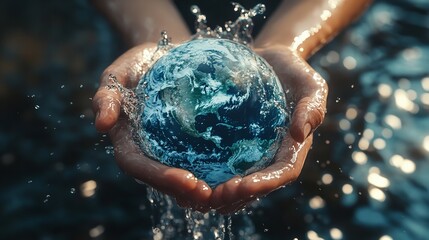 Handhold water splash with Earth