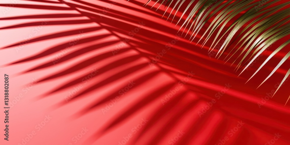 Aufkleber a red background with a leafy green leaf on it