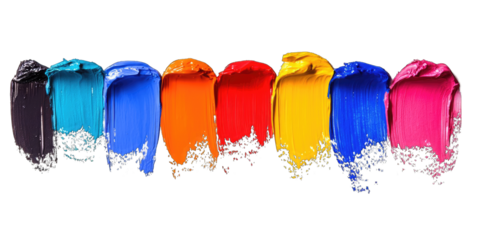 A row of paint brushes with a variety of colors