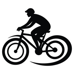 Cyclist Silhouette Vector, Dynamic Bicycle Rider Illustration Depicting an Active Urban Lifestyle on a White Background
