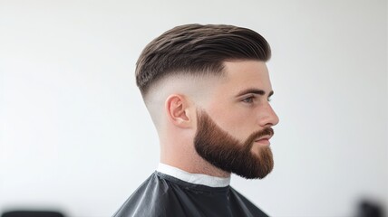 Modern Men's Haircut with Precision Detailing and Sharp Lines, Showcase of Barbering Expertise