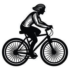 Cyclist Silhouette Vector, Dynamic Bicycle Rider Illustration Depicting an Active Urban Lifestyle on a White Background