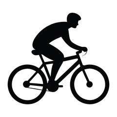 Obraz premium Cyclist Silhouette Vector, Dynamic Bicycle Rider Illustration Depicting an Active Urban Lifestyle on a White Background