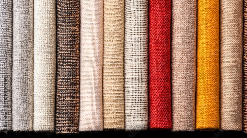 Poster a vibrant array of fabric swatches showcasing various textures and colors, ideal for design inspirat