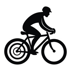 Silhouette of a Cyclist Riding a Bicycle, Black Vector Illustration Showcasing Motion, Speed, and an Active Lifestyle