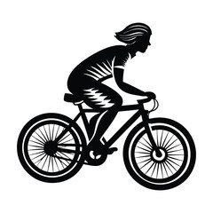 Silhouette of a Cyclist Riding a Bicycle, Black Vector Illustration Showcasing Motion, Speed, and an Active Lifestyle