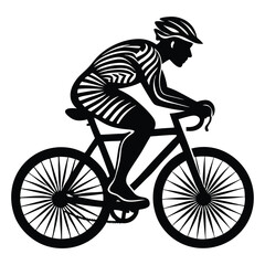 Silhouette of a Cyclist Riding a Bicycle, Black Vector Illustration Showcasing Motion, Speed, and an Active Lifestyle