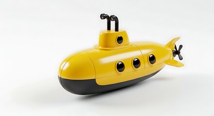 黄色い潜水艦 滑らかな曲線 シンプルデザイン 白背景. AI Generated