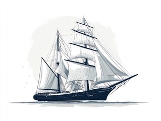 Sailing ship ocean voyage nautical art