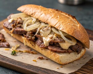  Philly Cheesesteak  cheesey sandwich
