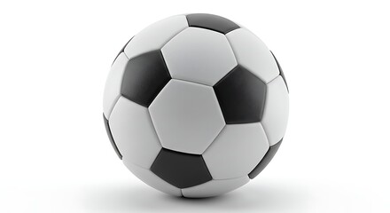 Obraz premium 白黒のサッカーボール 鮮明な光で輝く 完璧な球体. AI Generated