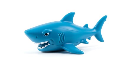 Obraz premium 青く輝くサメのおもちゃ 愛らしい表情 鮮やかな色彩. AI Generated