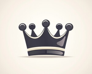 Black crown icon, royal symbol, simple design, white background, graphic design