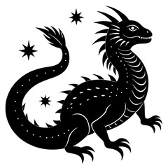 Mystic basilisk silhouette vector illustration 