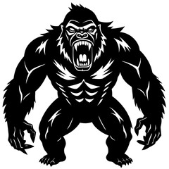 Berserker gorilla silhouette vector illustration 