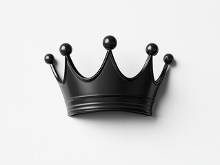 Black crown, minimalist style, white background, royalty concept, website design