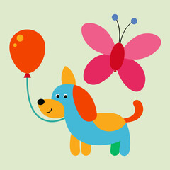 Cartoon balloon animals vector illustration 