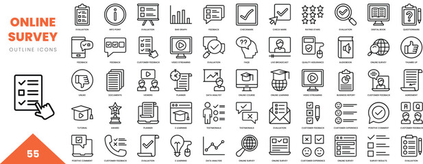 online survey outline icon collection. Vector illustration