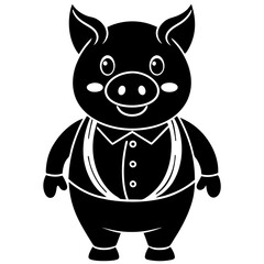  Cute pig mascot for branding silhouette vector illustration 