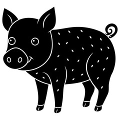 pig crafts with kids silhouette vector illustration 