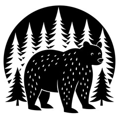 Forest bear silhouette vector illustration 