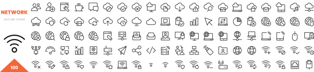 network outline icon collection. Vector illustration