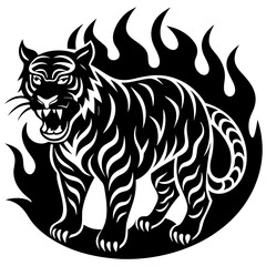  Inferno tiger  silhouette vector illustration 