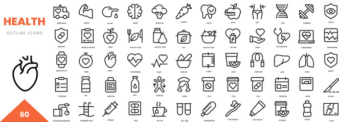health outline icon collection. Vector illustration