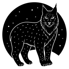 Midnight lynx  silhouette vector illustration 